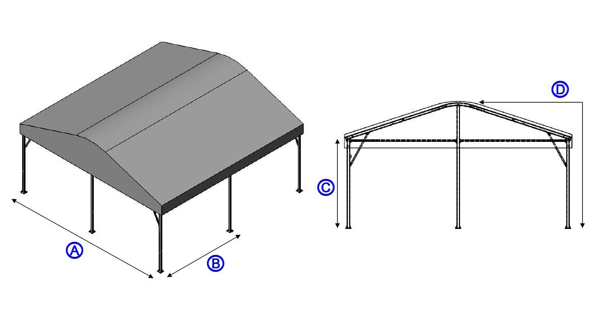 構造用テントの寸法表示